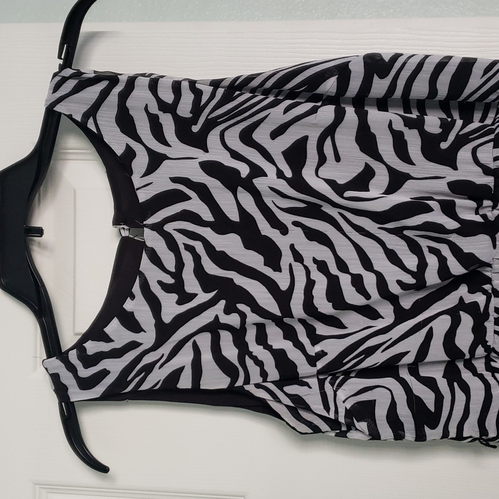 A-Line elastic waist zebra print dress